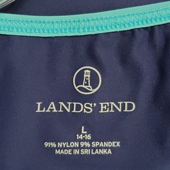 Lands' End Navy Aqua Activewear Casual Tank Top, L (14-16) - Picture 8 of 10